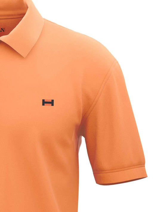 Men's Orange Polo Shirt With Black Undercollar Lining