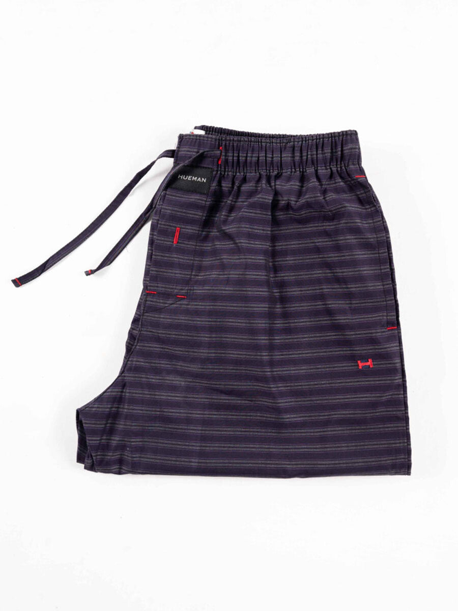 Men's Purple Relaxed Fit Striped Cotton Pajama