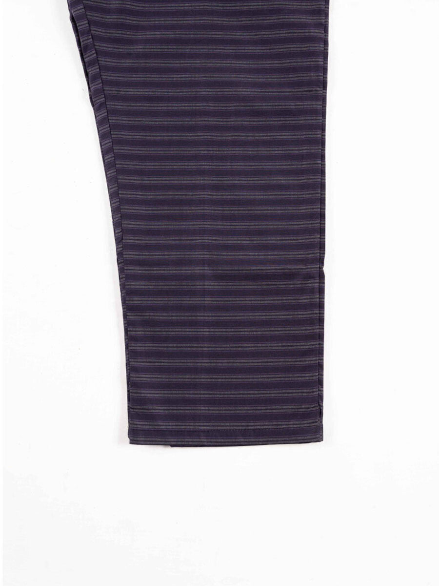 Men's Purple Relaxed Fit Striped Cotton Pajama