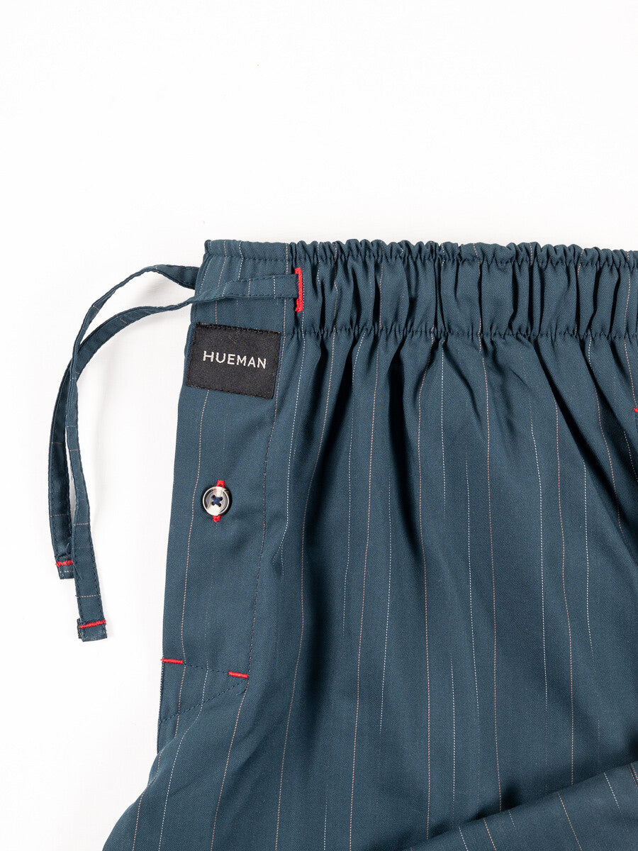 Men's Teal Relaxed Fit Striped Cotton Blend Pajama