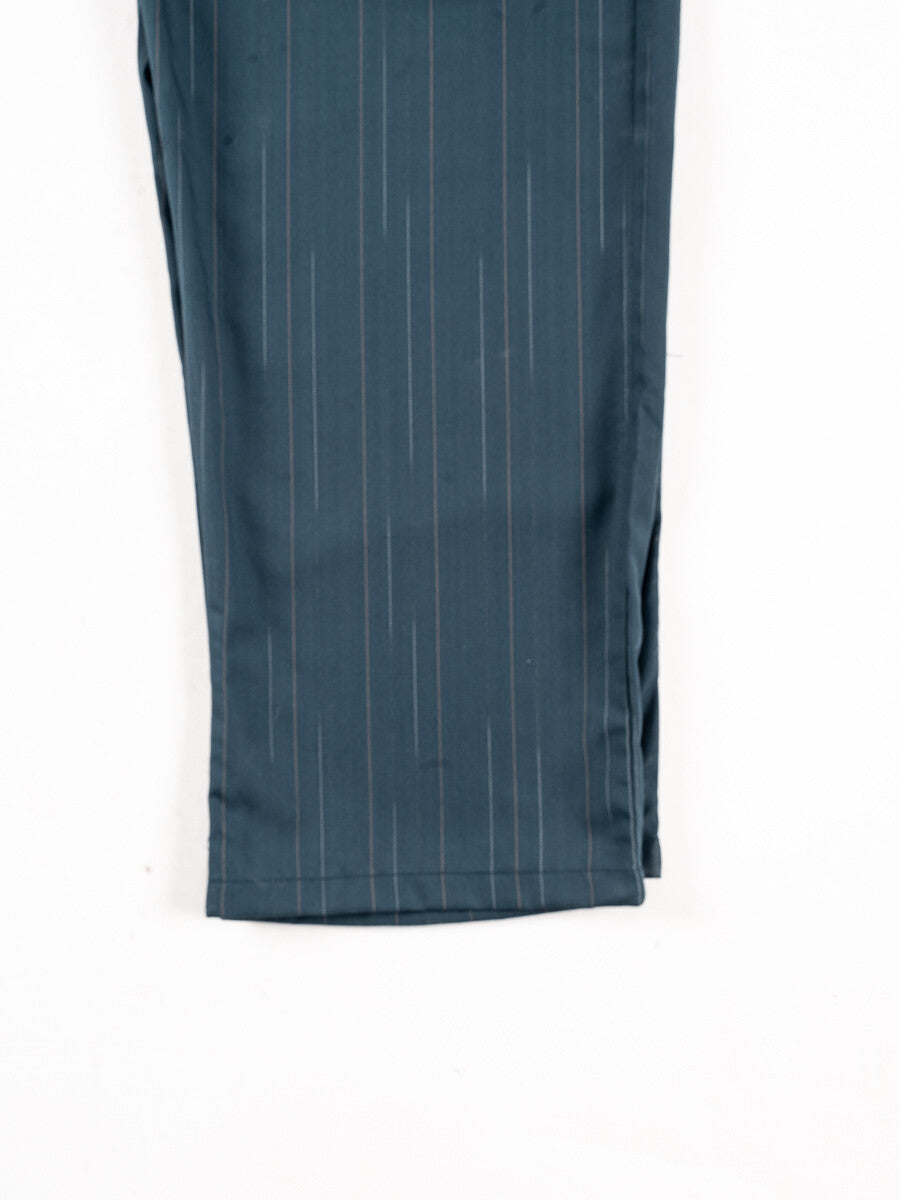 Men's Teal Relaxed Fit Striped Cotton Blend Pajama