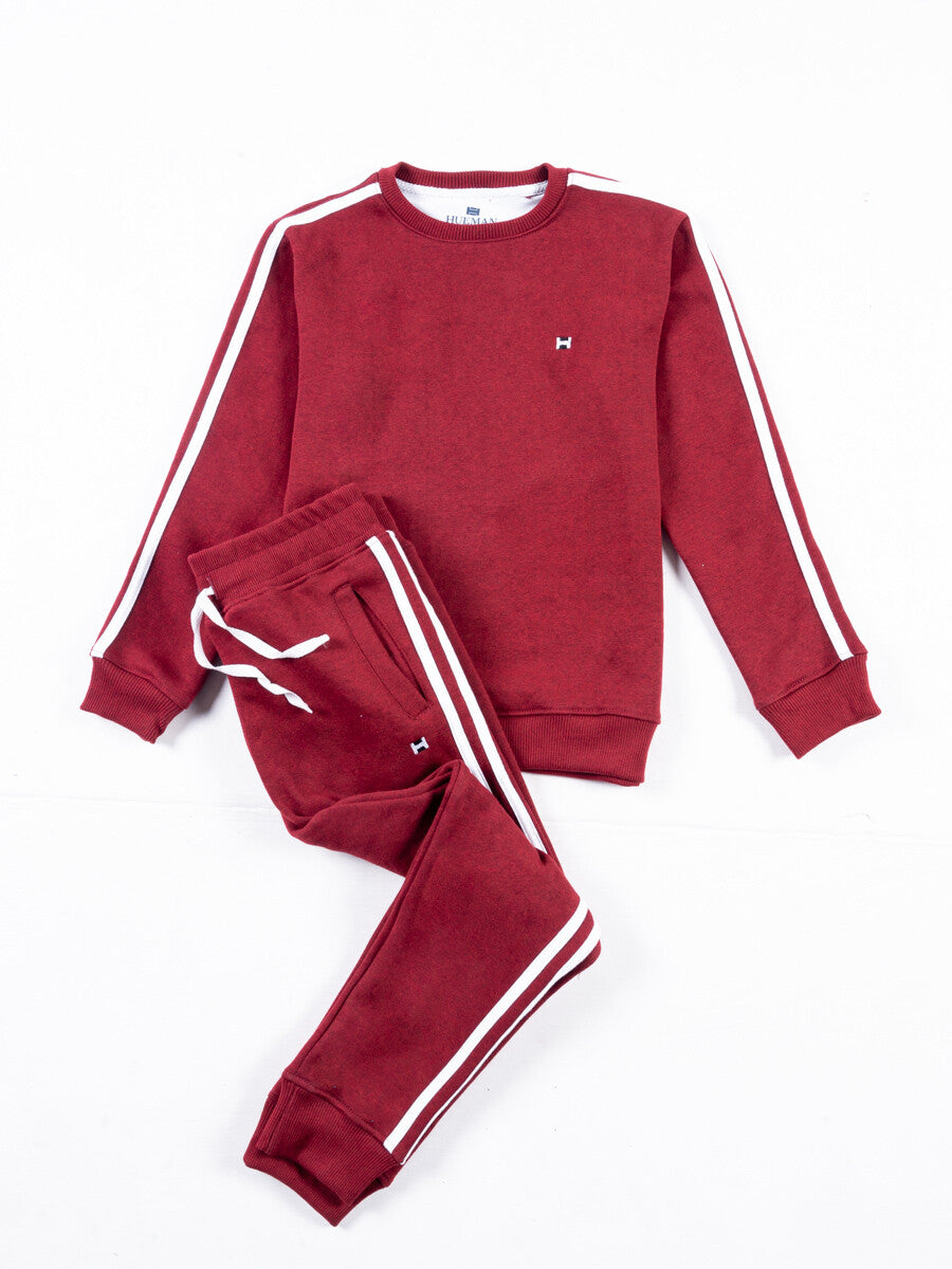 Kids Burgundy Striped Sweatsuit