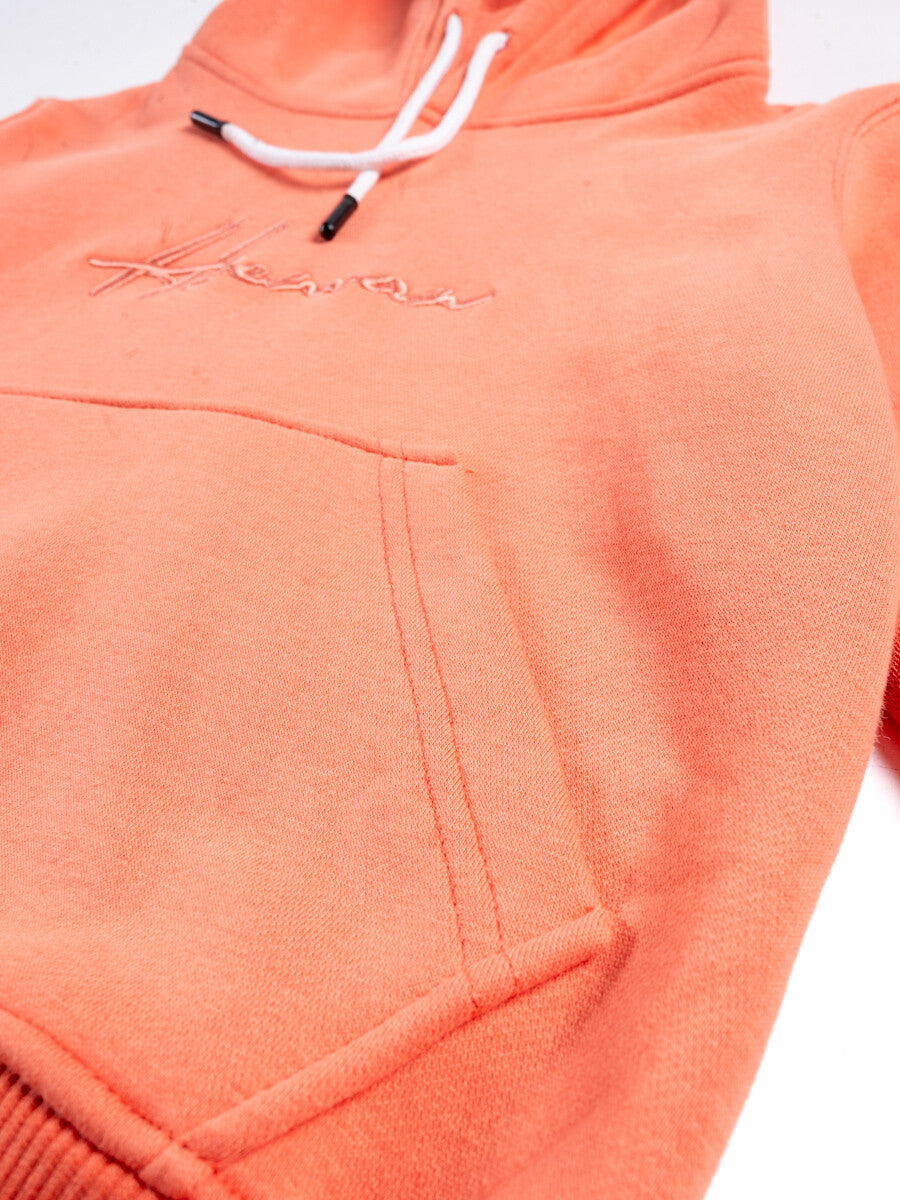 Kids Orange Fleece Pullover Hoodie