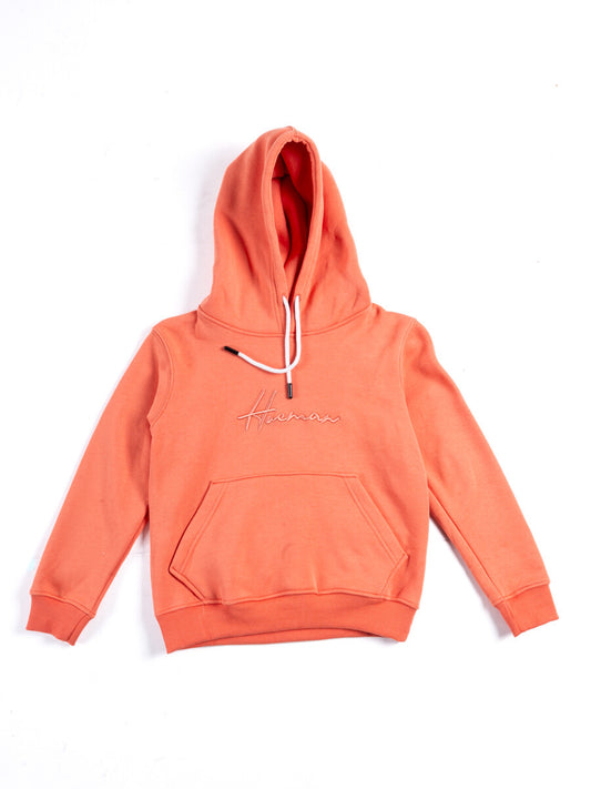 Kids Orange Fleece Pullover Hoodie