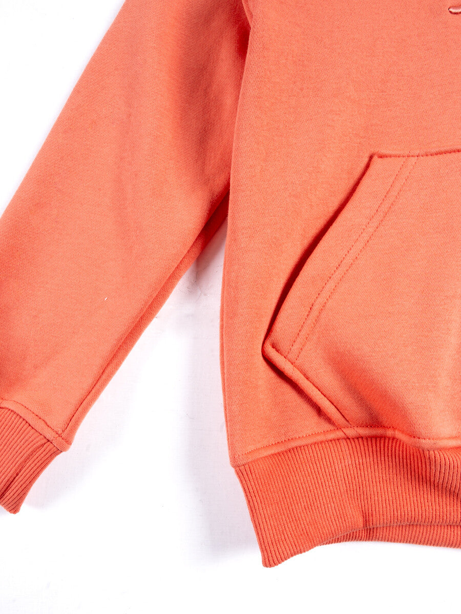 Kids Orange Fleece Pullover Hoodie