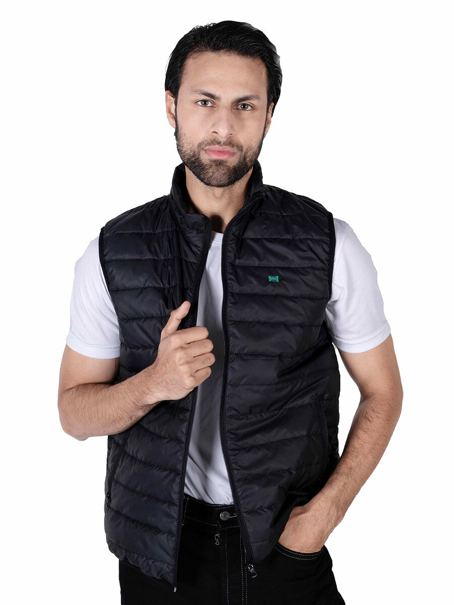 Men Grey/Black Quilted Short Body Slim-Fit Gilet Puffer Jackets - Pack of 2