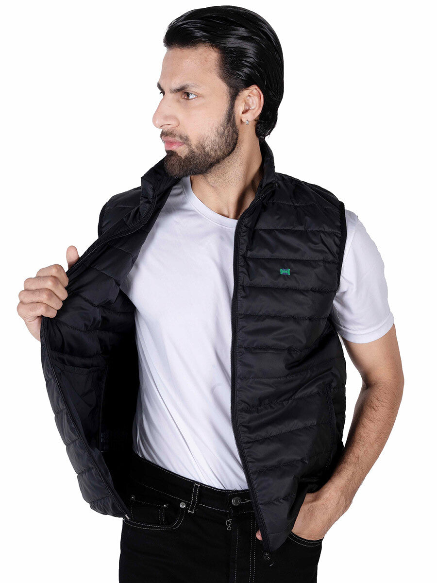 Men Black/Olive Quilted Short Body Slim-Fit Gilet Puffer Jackets - Pack of 2