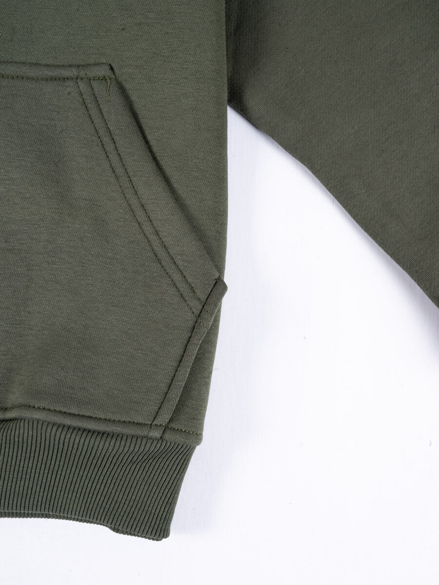 Kids Olive Fleece Pullover Hoodie