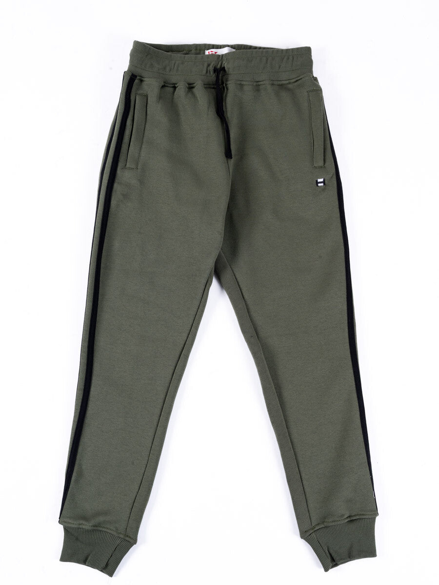 Kids Olive Striped Sweat Suit