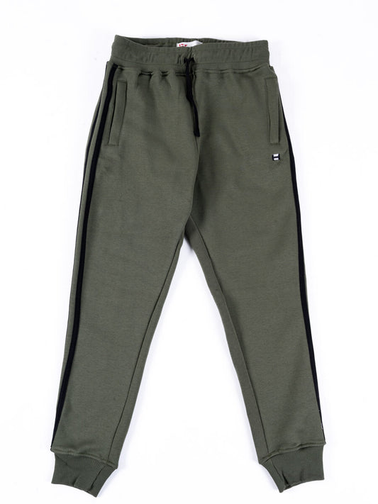 Kids Olive Striped Sweat Suit