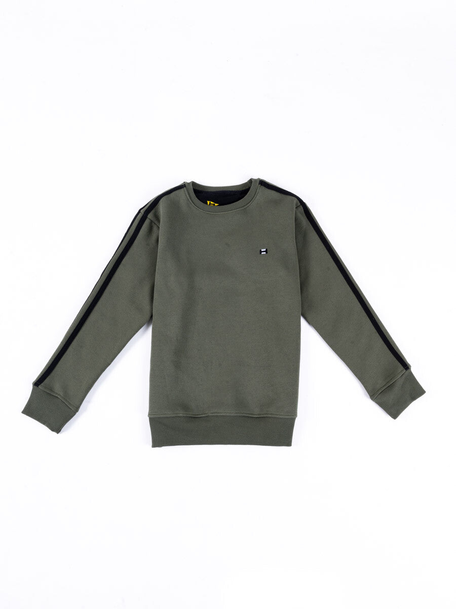 Kids Olive Striped Sweat Suit