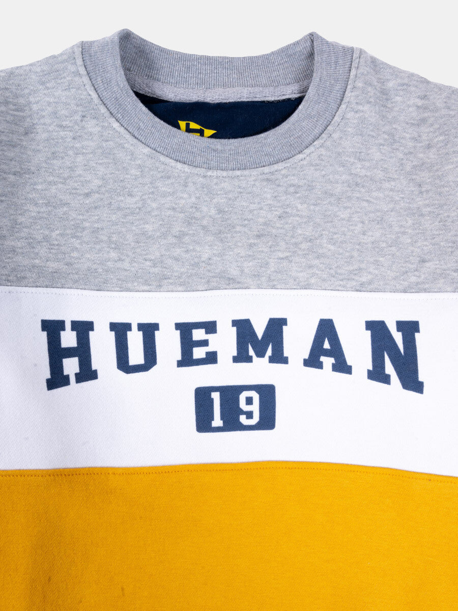 Kids Grey/Yellow/White Color-Blocked Sweatsuit