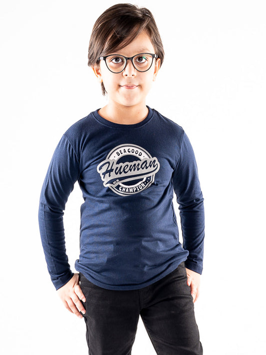 Kids Navy Blue Full Sleeves T-Shirt