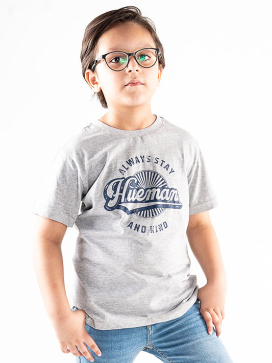 Kids Grey Short Sleeve T-Shirt Crew Neck