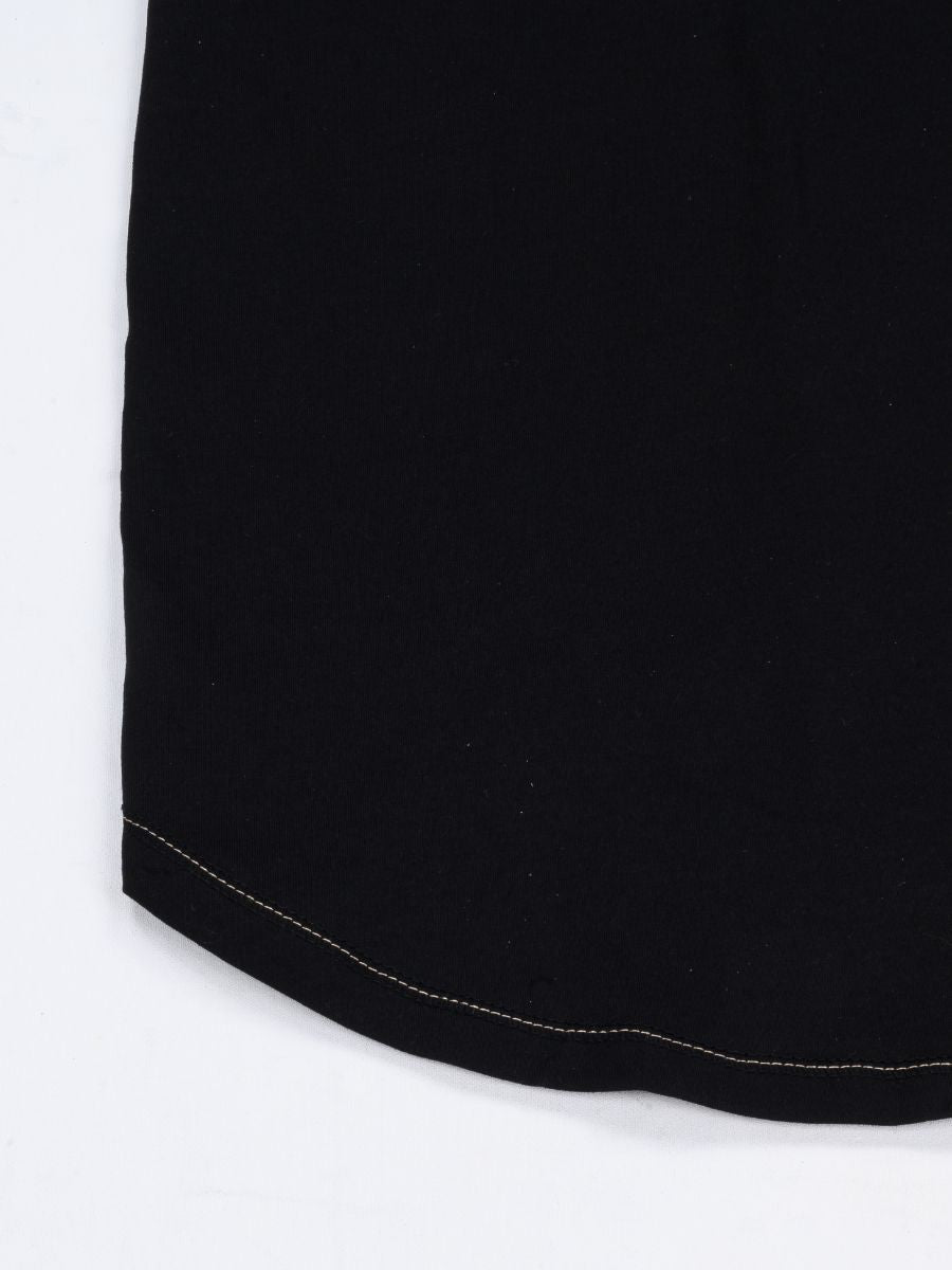 Women Black Round Bottom T-Shirt