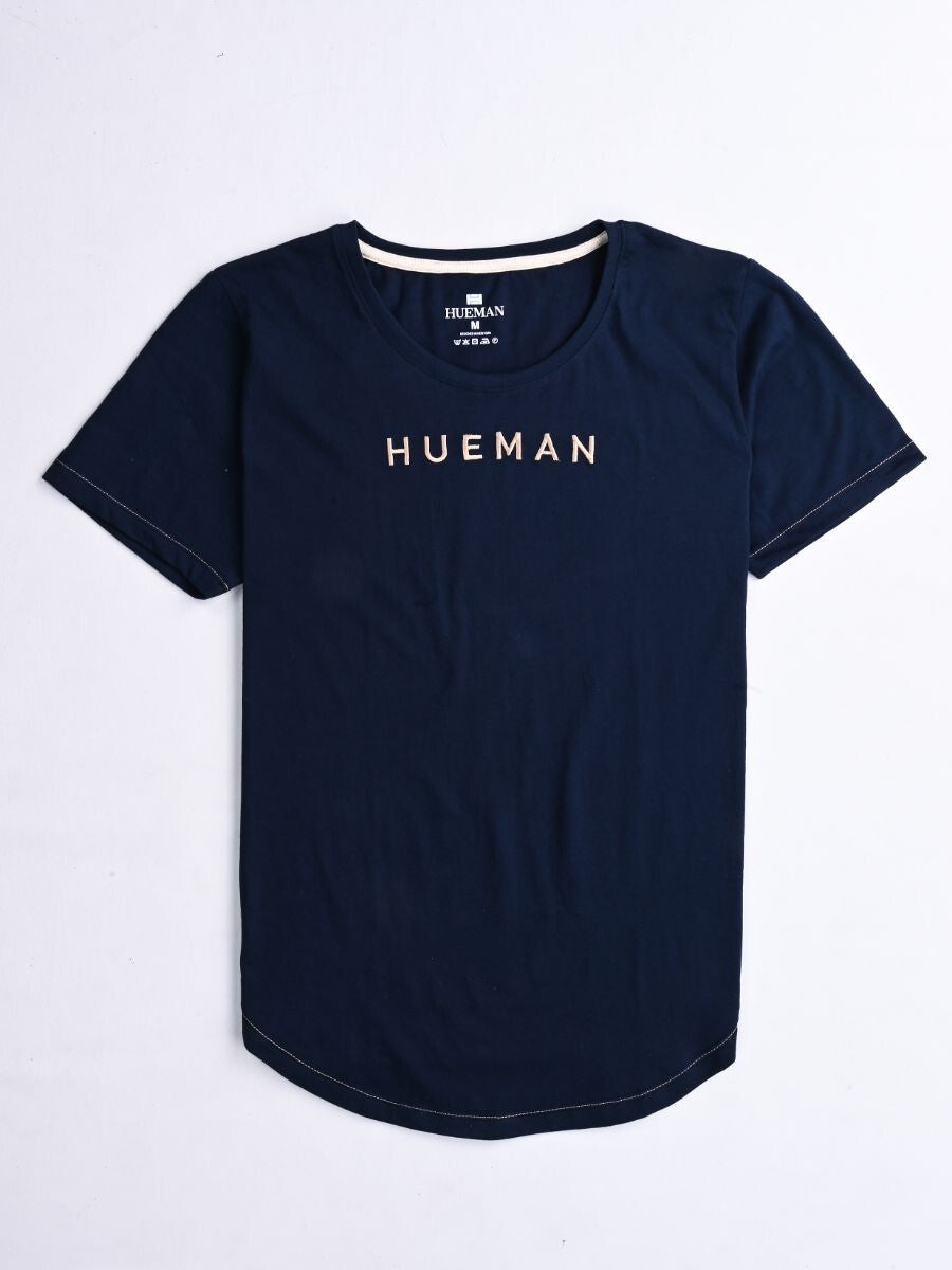 Women Navy Blue Round Bottom T-Shirt
