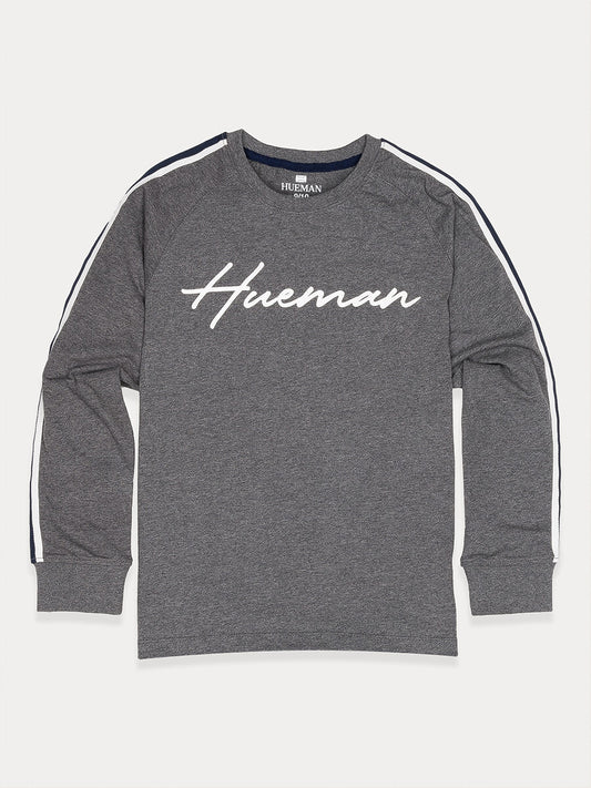 Kids Grey Stripes Full Sleeve Raglan Shirt