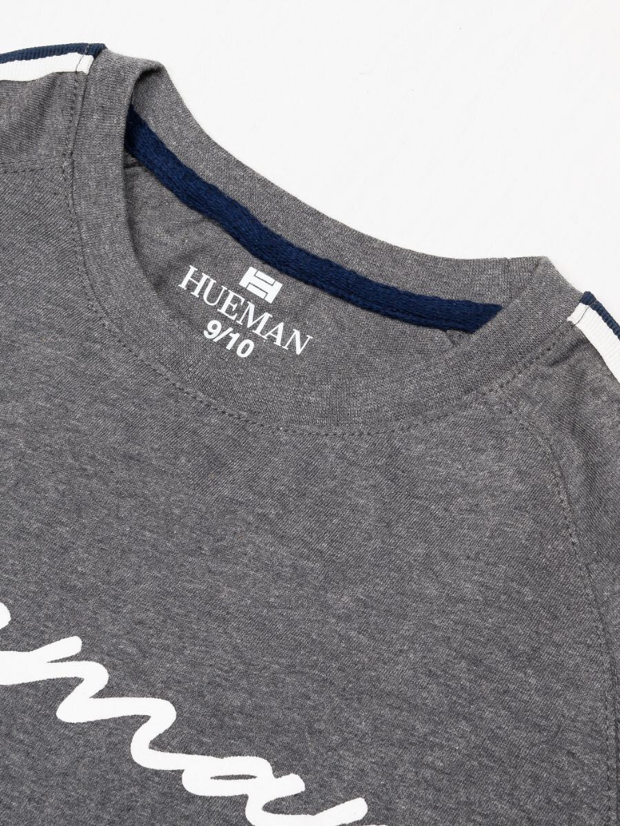 Kids Grey Stripes Full Sleeve Raglan Shirt