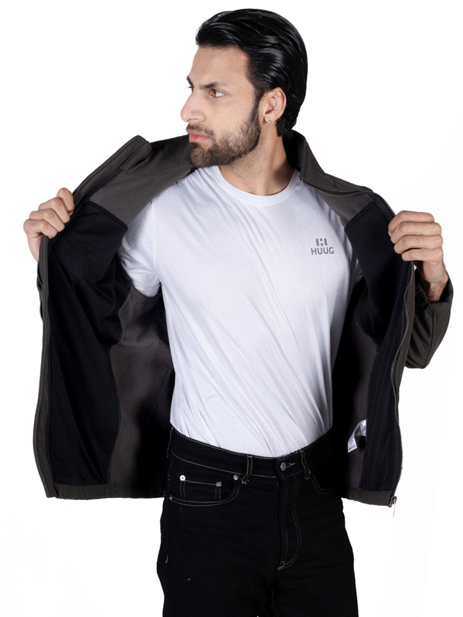 Mole Grey Stand Up Collar Soft Shell Men's Jacket