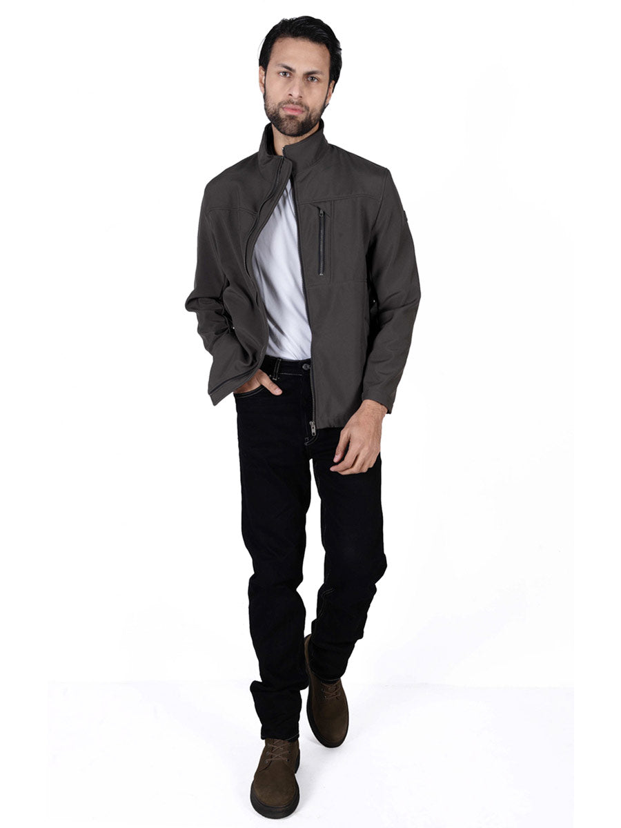 Mole Grey Stand Up Collar Soft Shell Men's Jacket