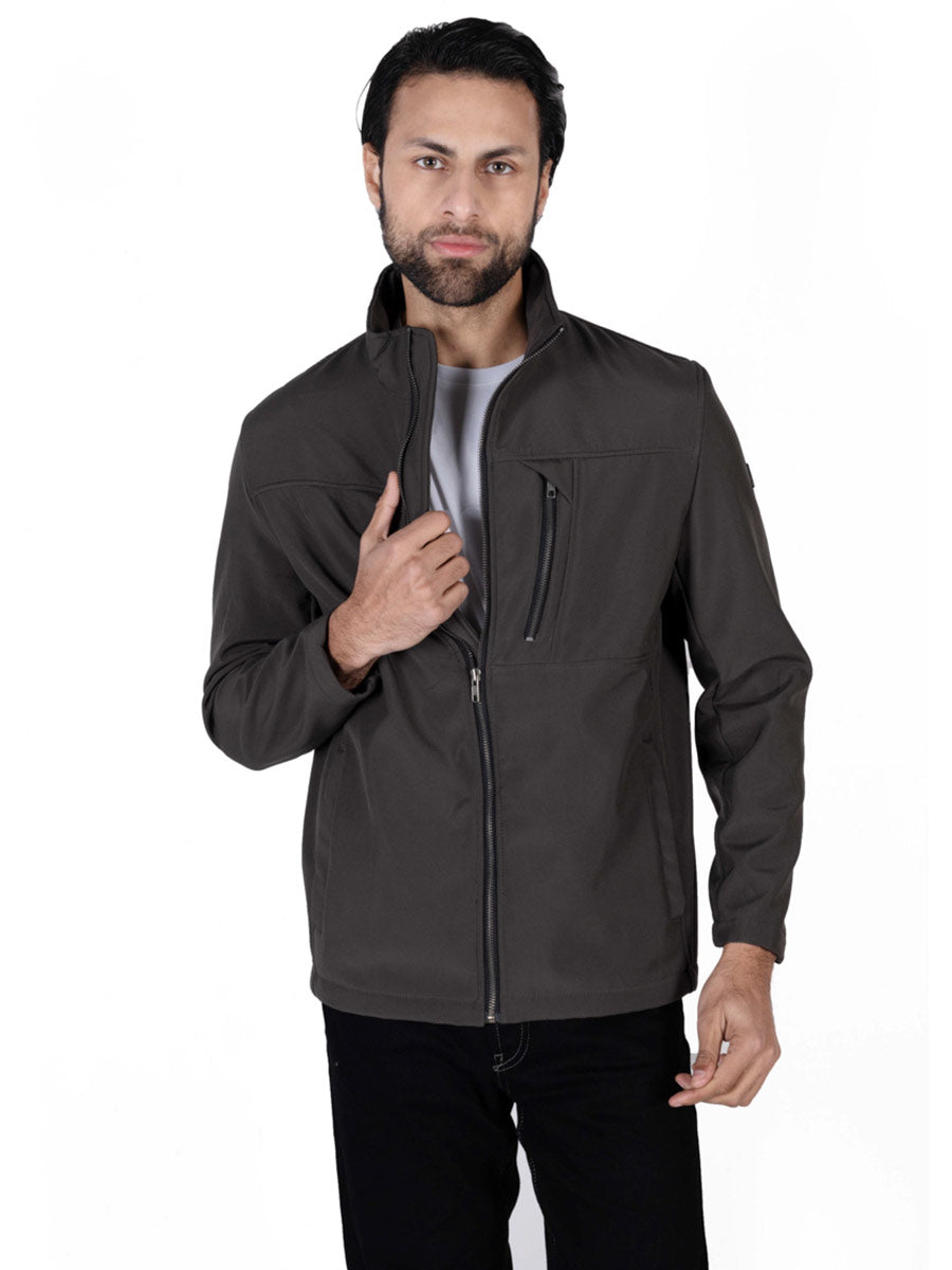 Mole Grey Stand Up Collar Soft Shell Men's Jacket
