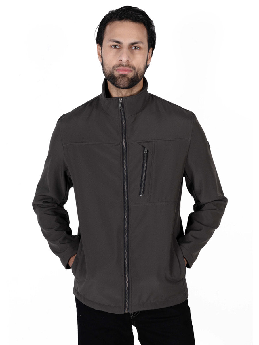 Mole Grey Stand Up Collar Soft Shell Men's Jacket