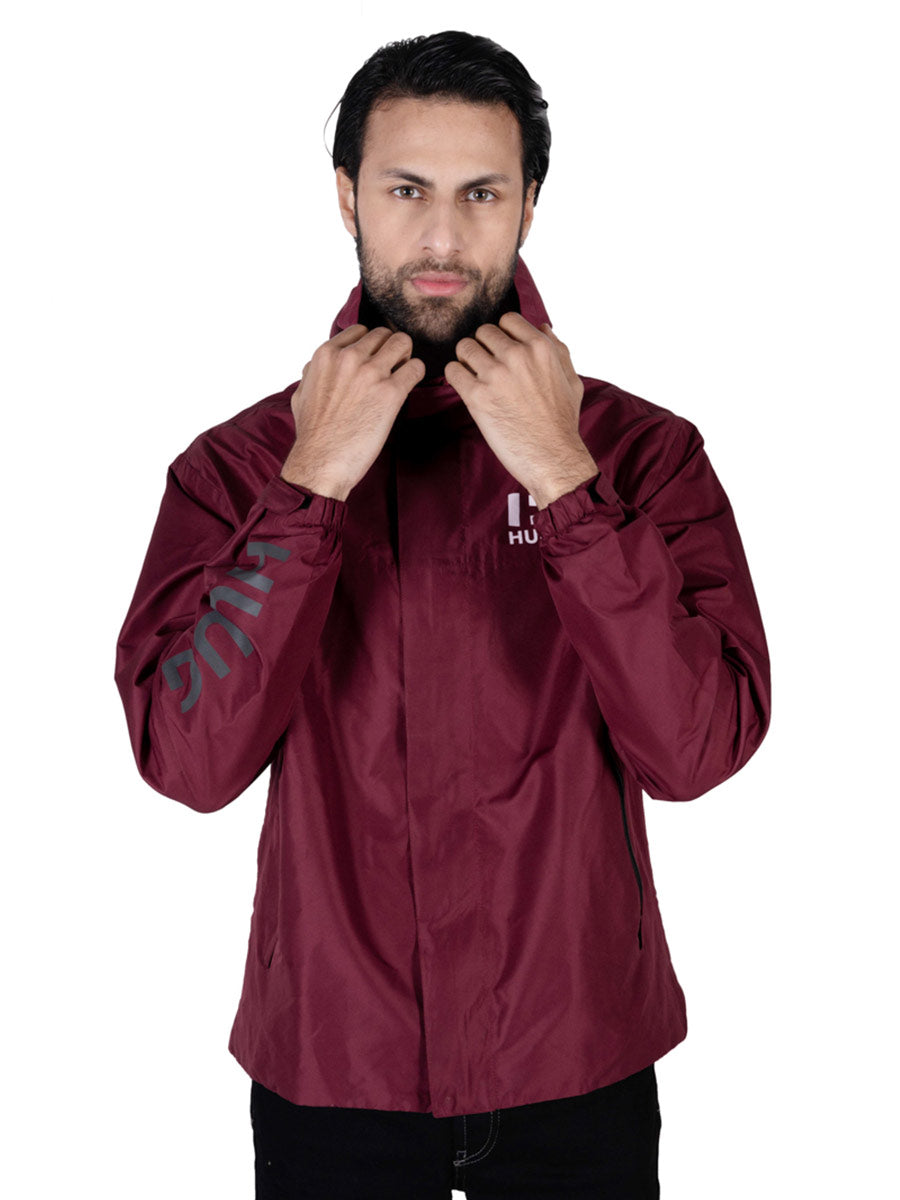 Maroon Hooded Windbreaker Jacket