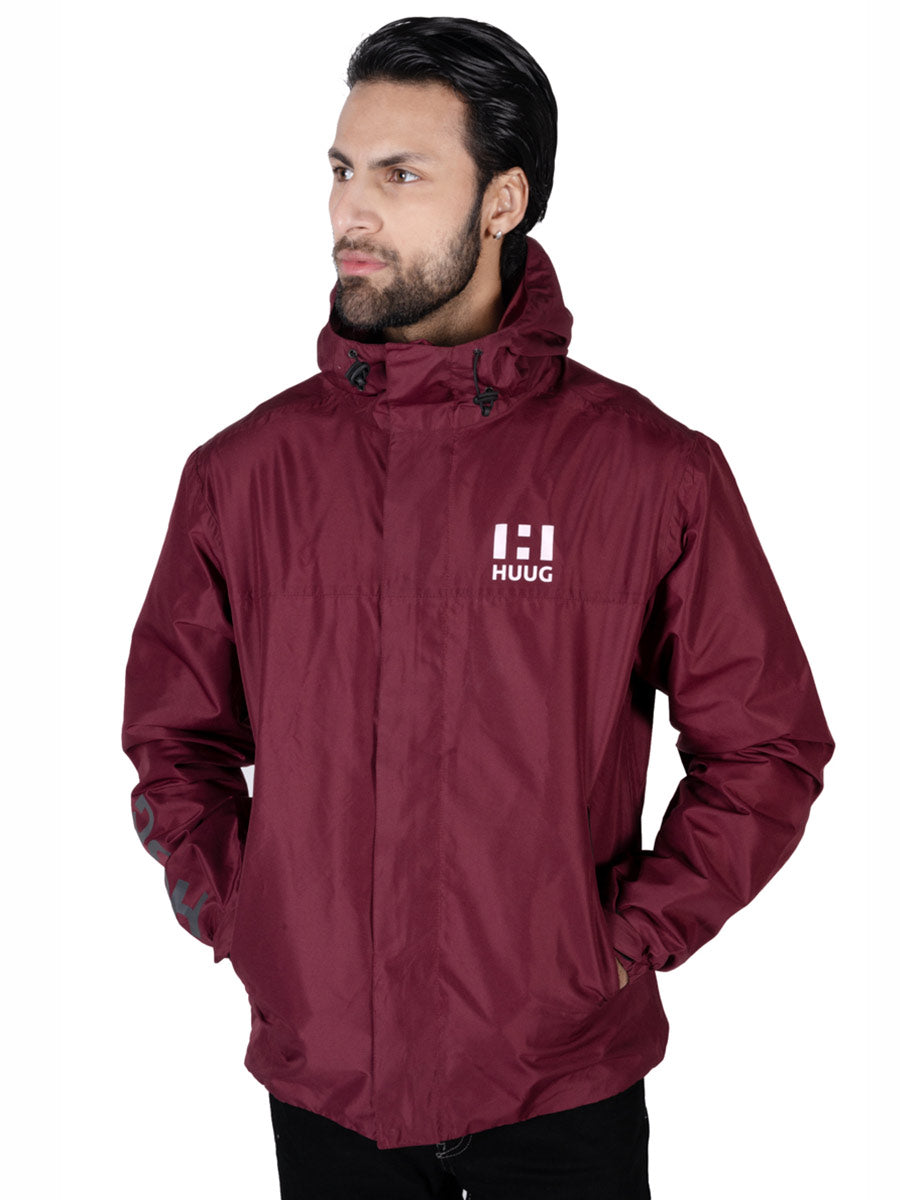 Maroon Hooded Windbreaker Jacket