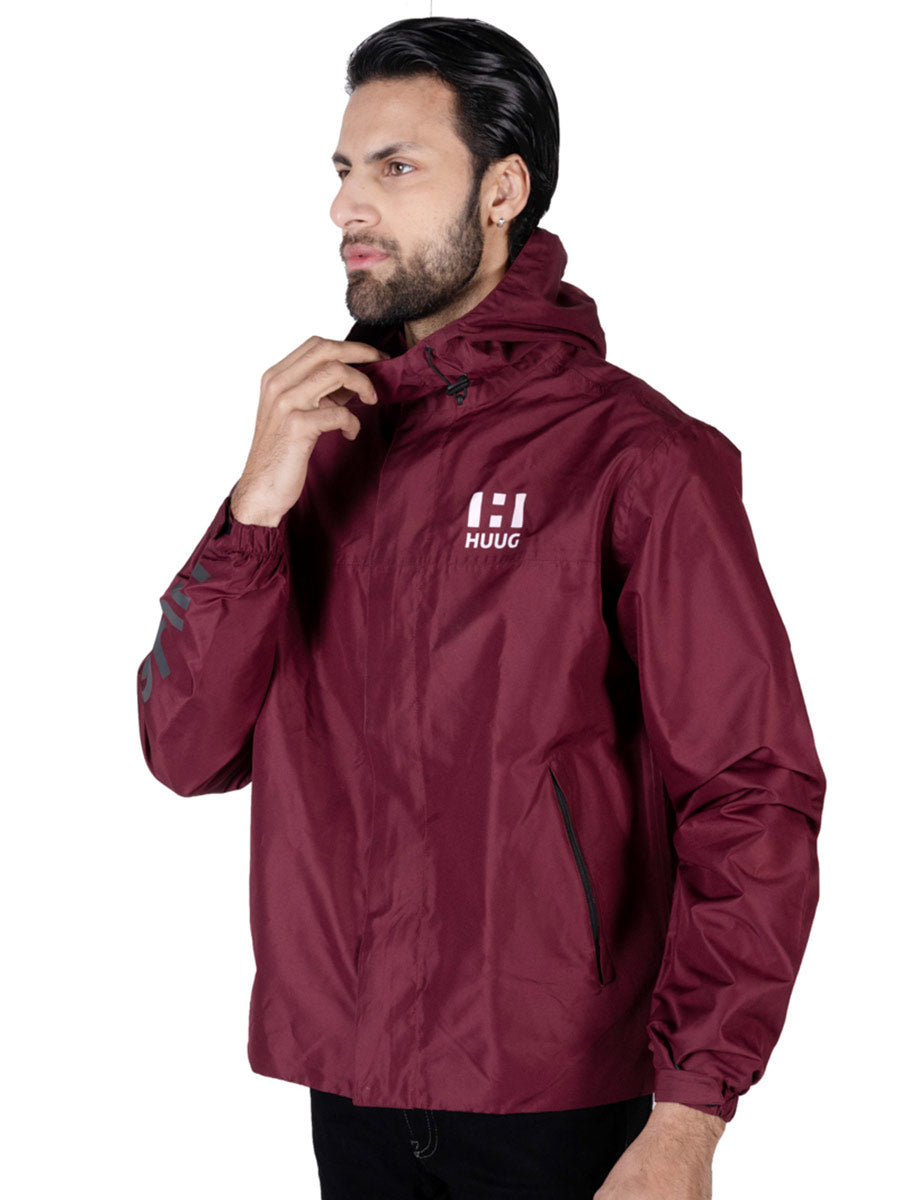 Maroon Hooded Windbreaker Jacket