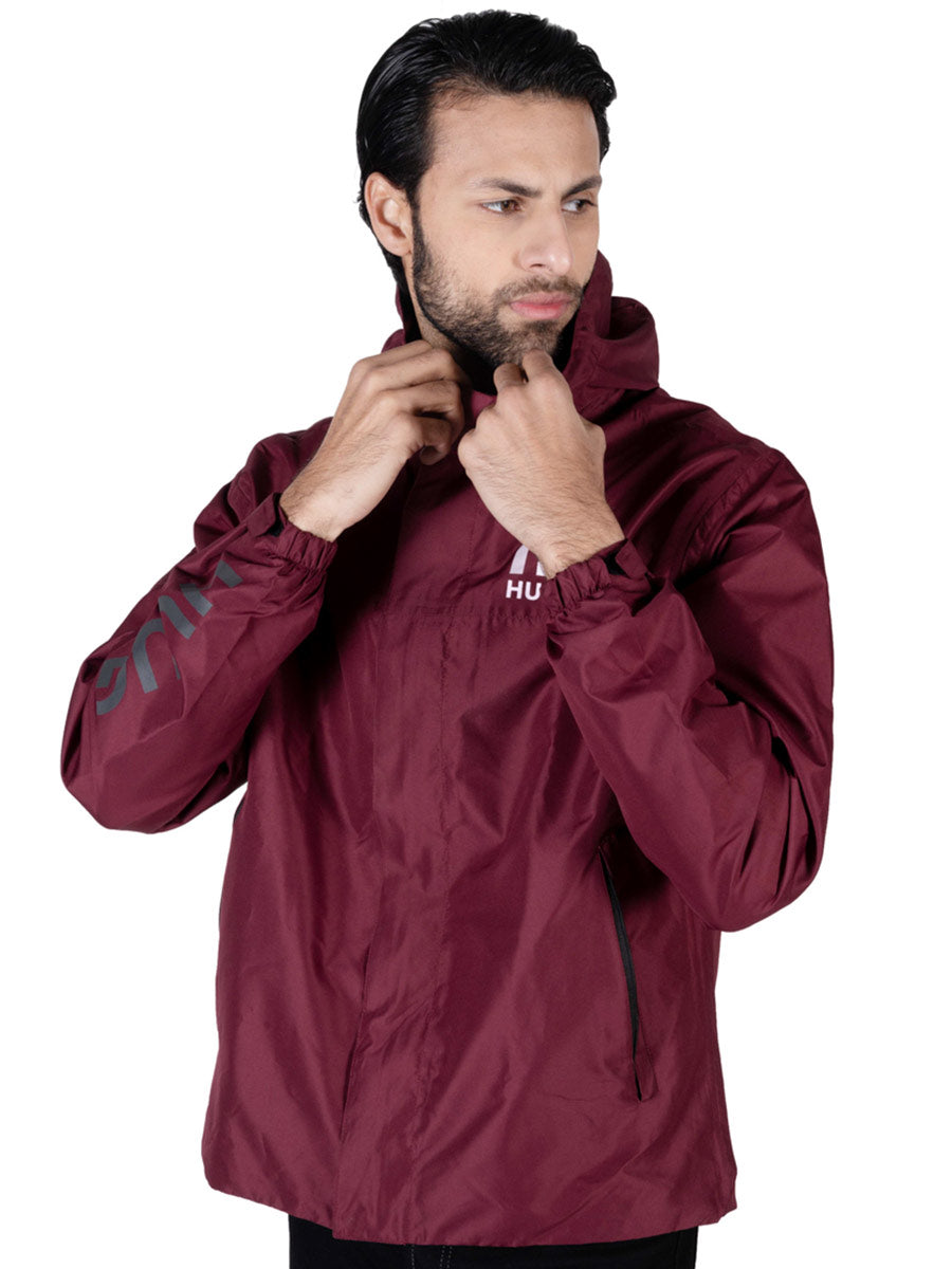 Maroon Hooded Windbreaker Jacket