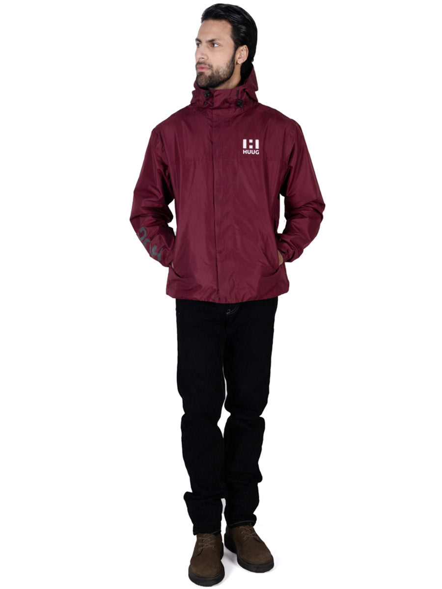 Maroon Hooded Windbreaker Jacket