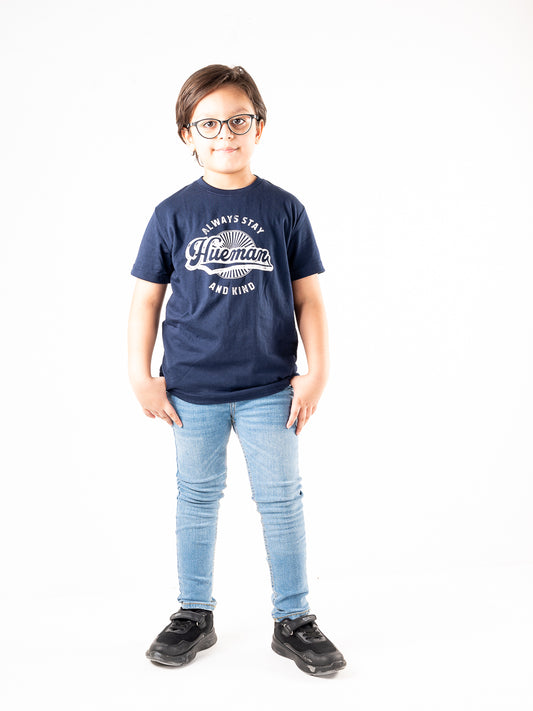 Kids Navy Blue Short Sleeve T-Shirt Crew Neck