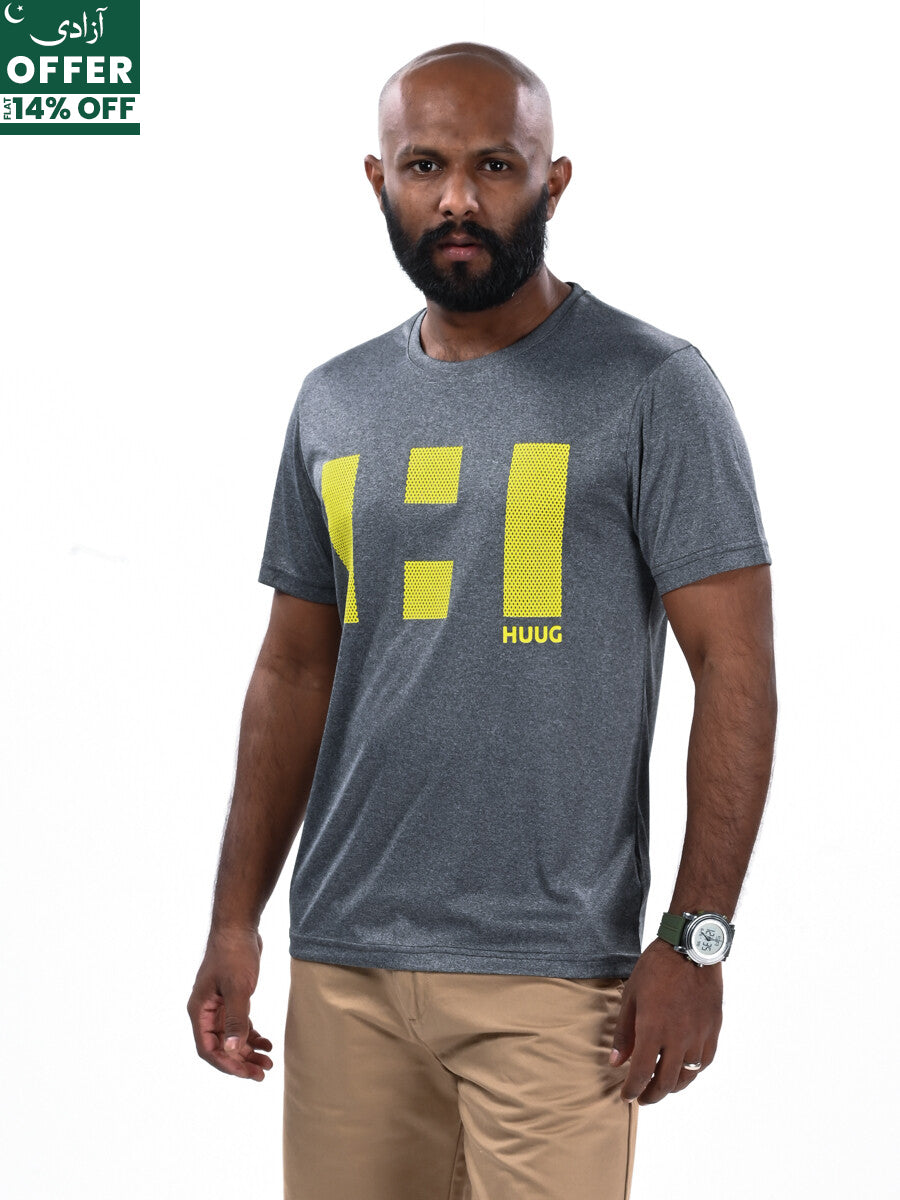 Men Grey Custom Fit Crew Neck T-Shirt