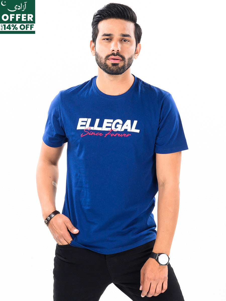 SF Applique Blue Cotton Tee Shirt