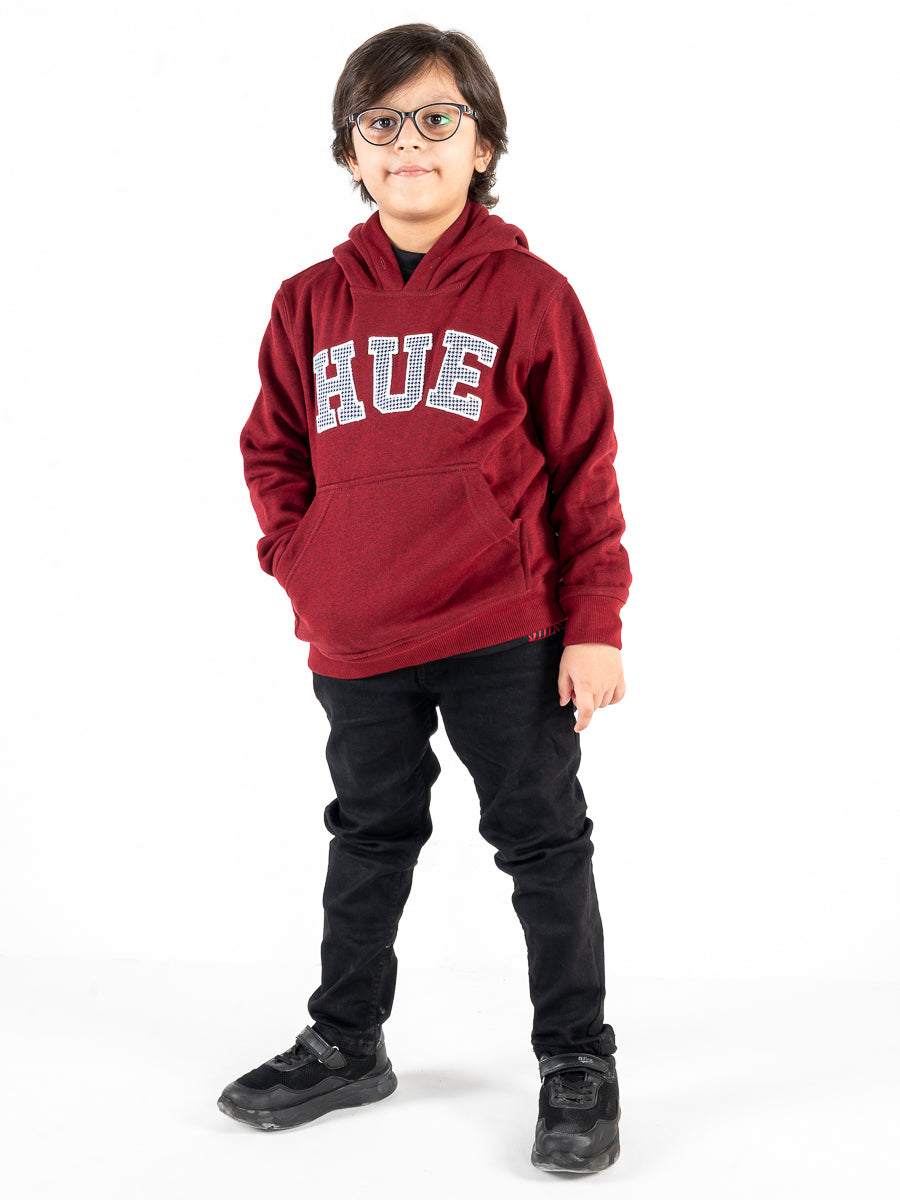 Kids Burgundy Fleece Hooded Sweatshirt