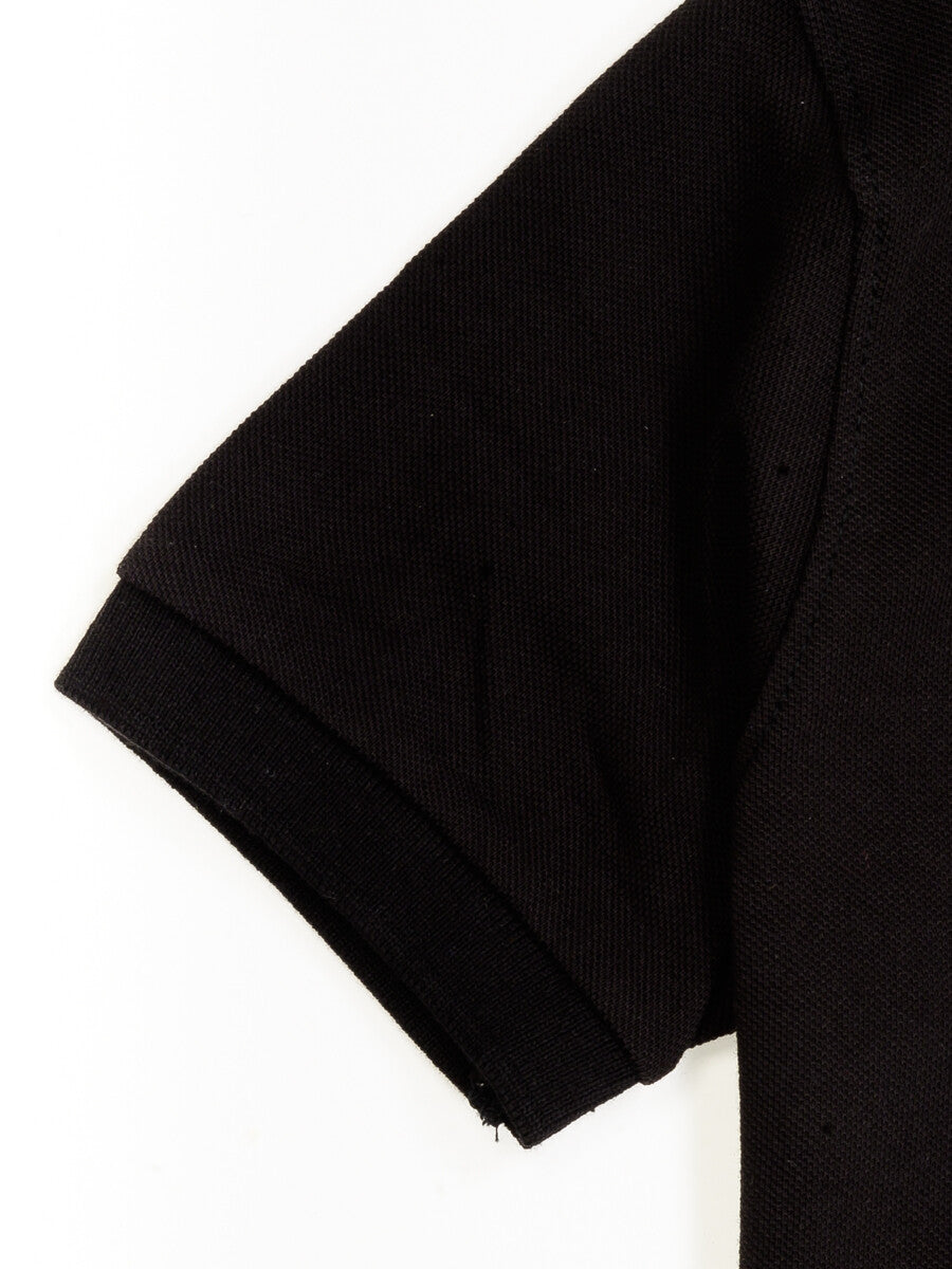 Kids Black Iconic Mesh Regular Fit Short Sleeve Polo Shirt