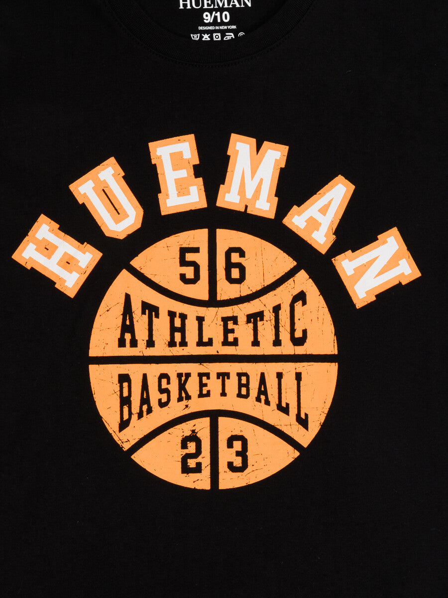 Kids Black Athletic Basketball Short Sleeve Crew Neck T-Shirt