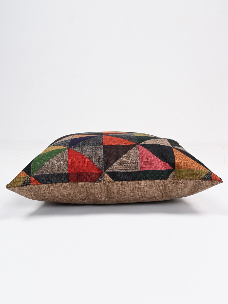 Geometric Pattern Jute Cushion Cover