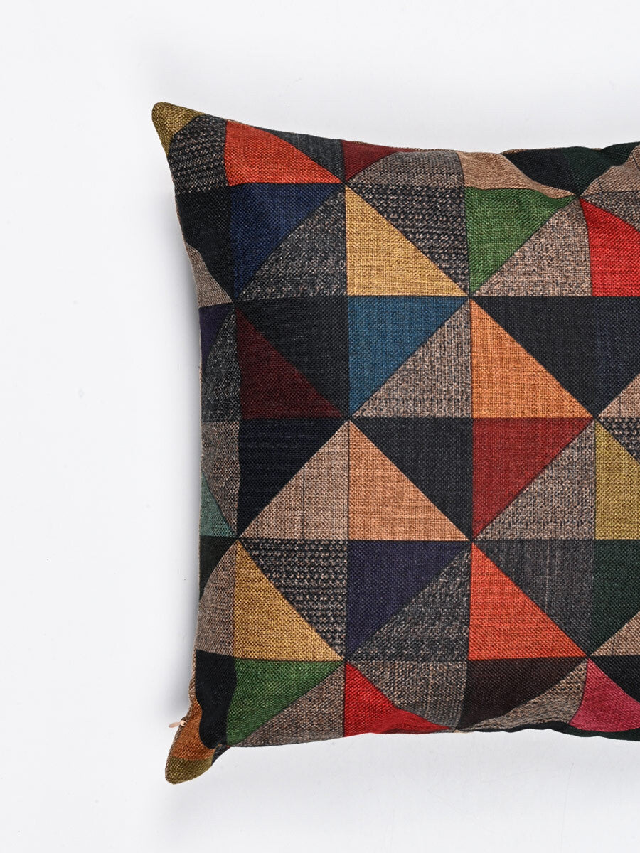 Geometric Pattern Jute Cushion Cover