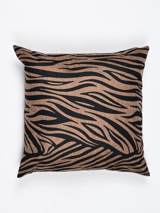 Zebra Pattern Jute Cushion Cover