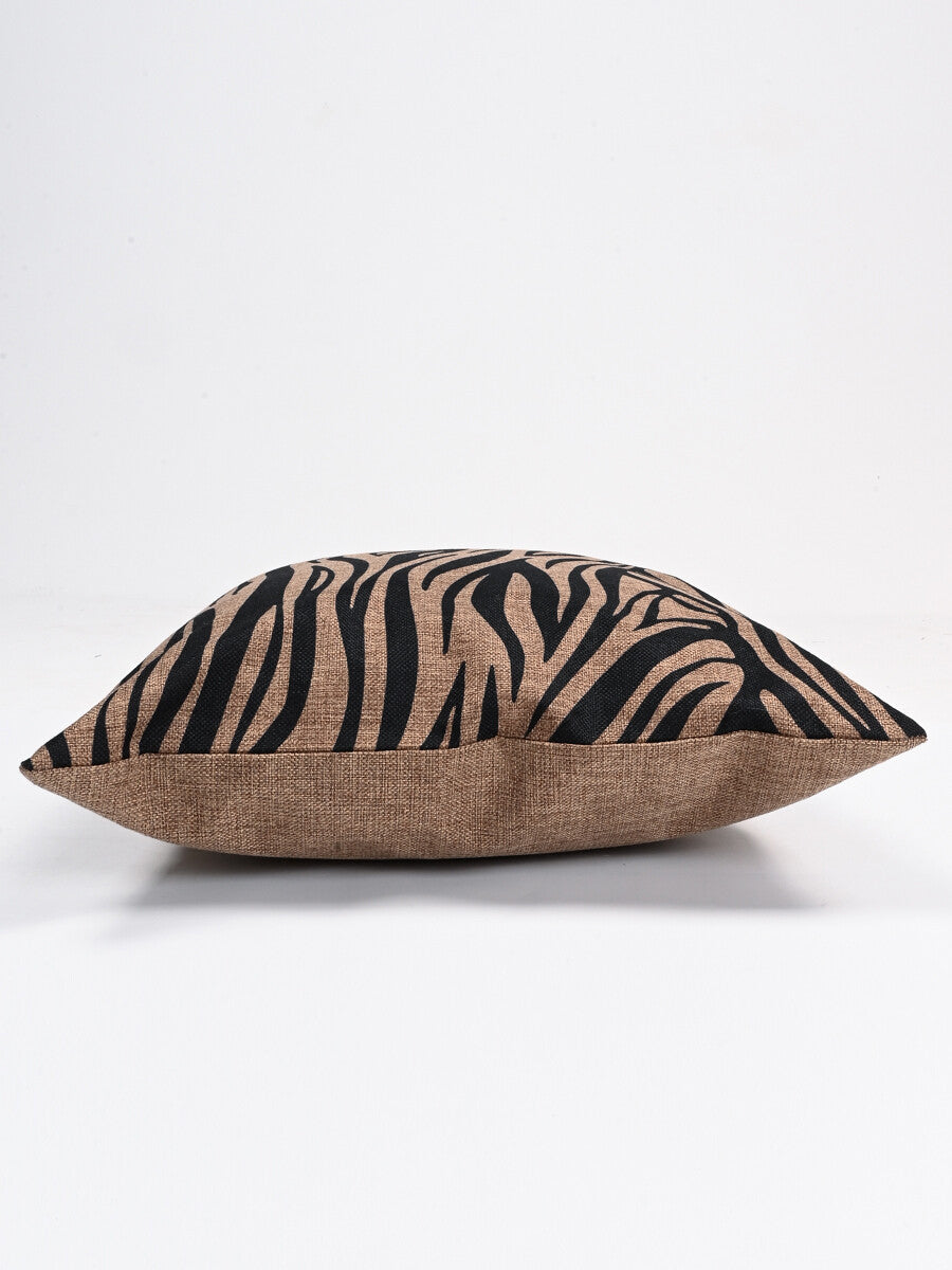 Zebra Pattern Jute Cushion Cover