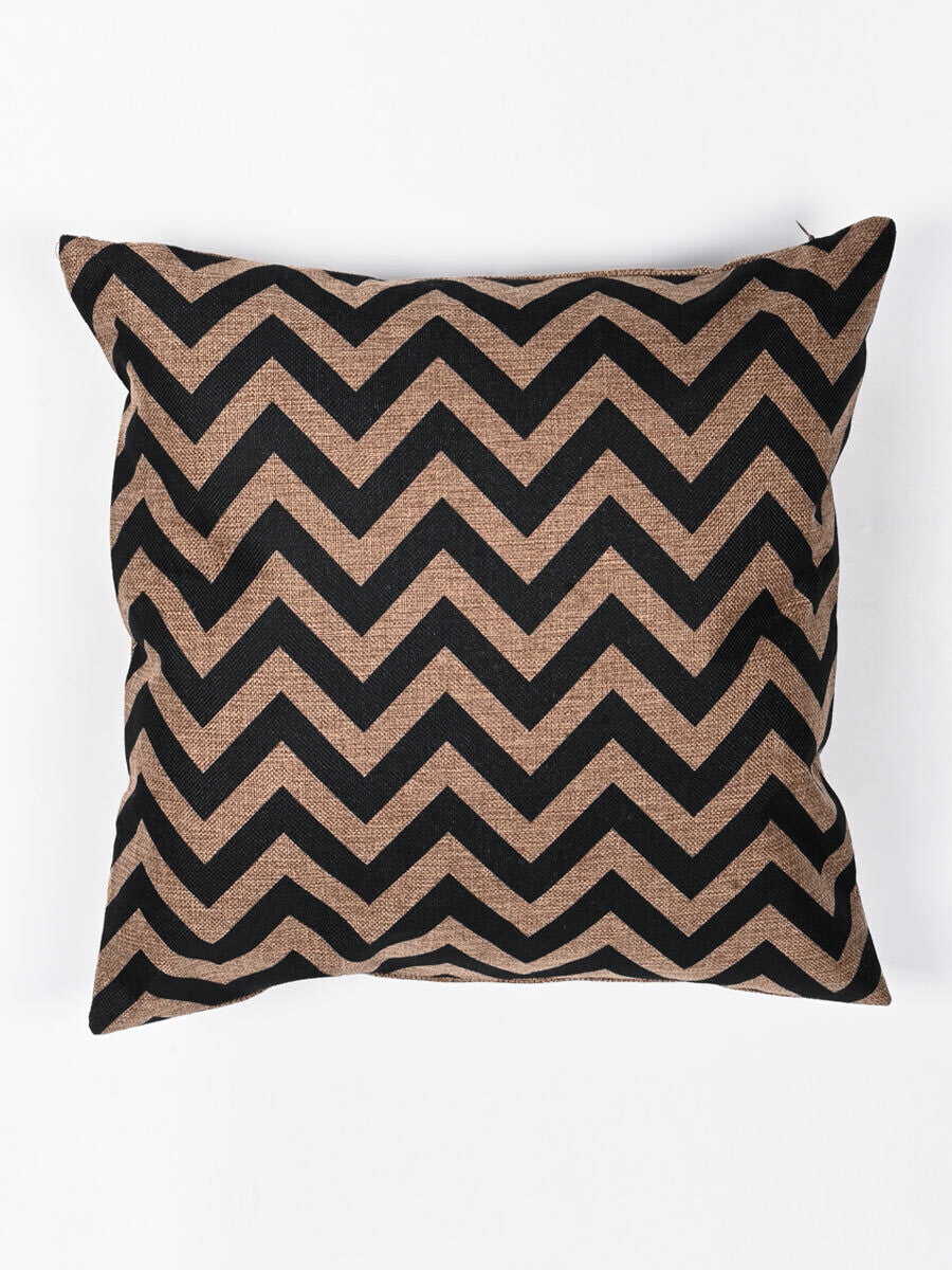 Zig Zag Pattern Jute Cushion Cover