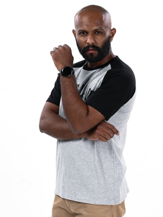 3.0 Grey & Black Custom Fit Contrast Tee