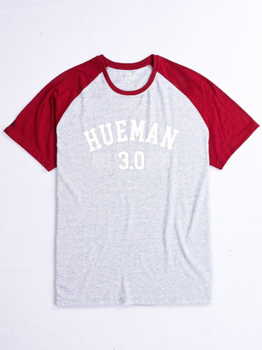 3.0 Grey & Maroon Custom Fit Contrast Tee