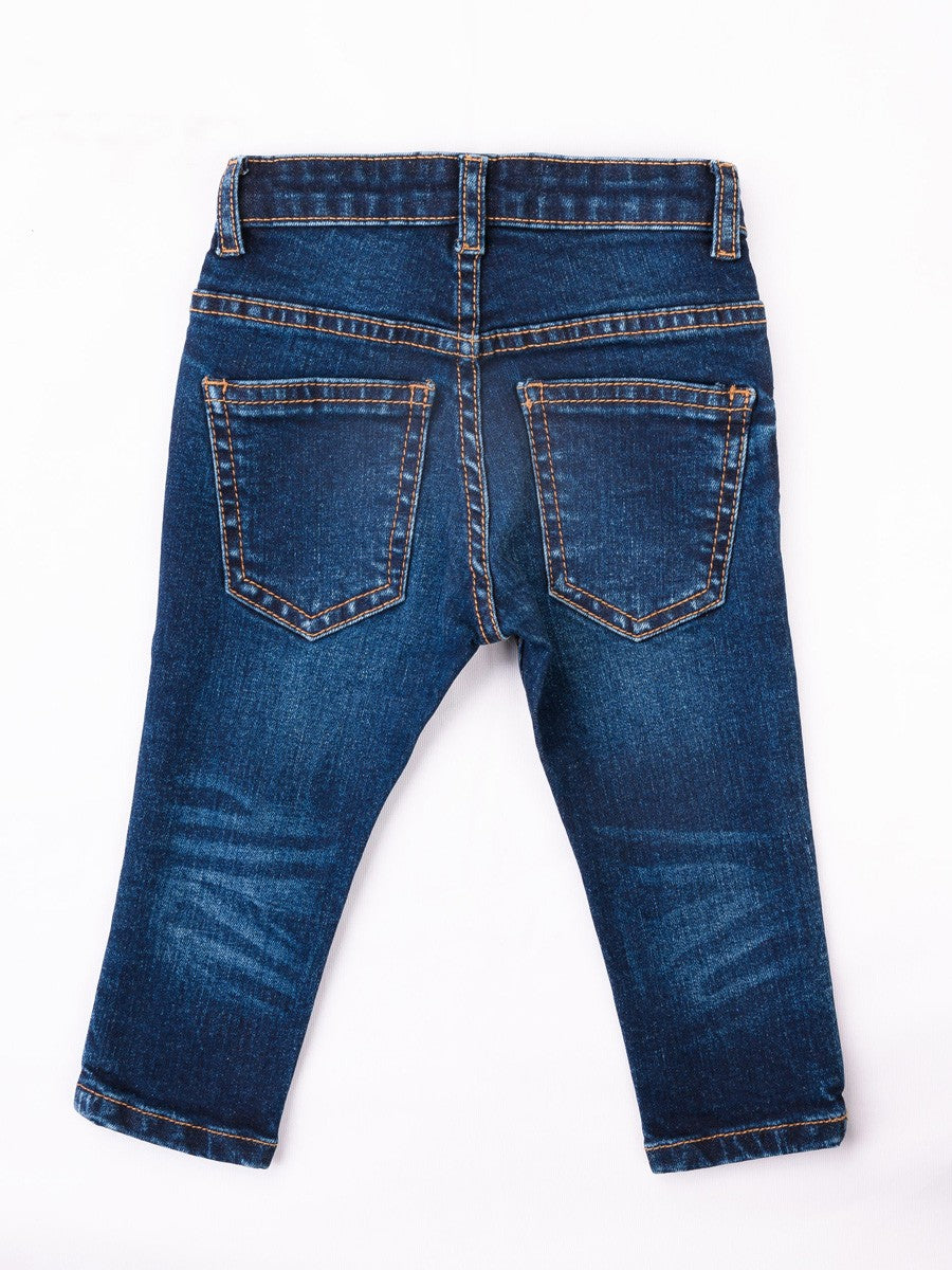 Turtell Kids Blue Medium Washed Slim Fit Jeans