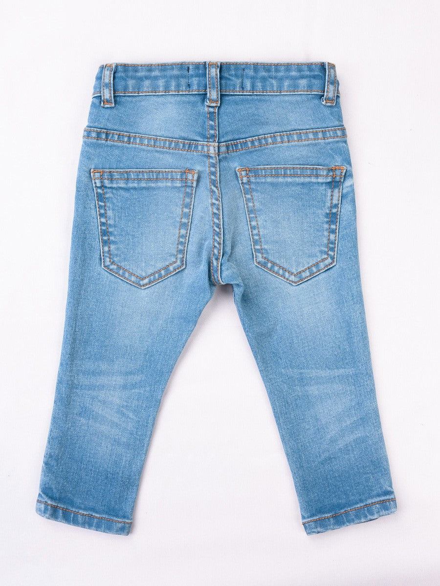 Turtell Kids Light Blue Washed Slim Fit Jeans