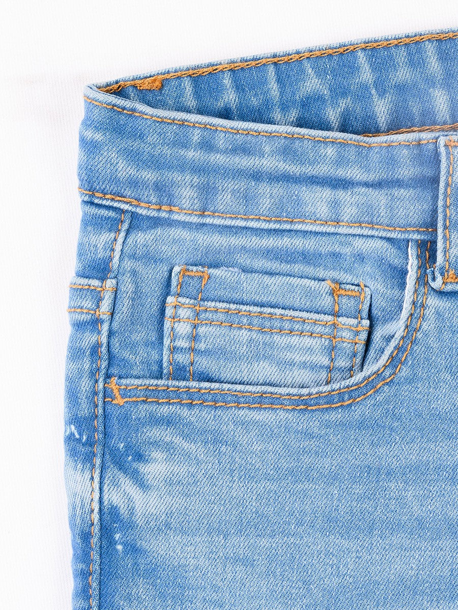 Turtell Kids Light Blue Washed Slim Fit Jeans