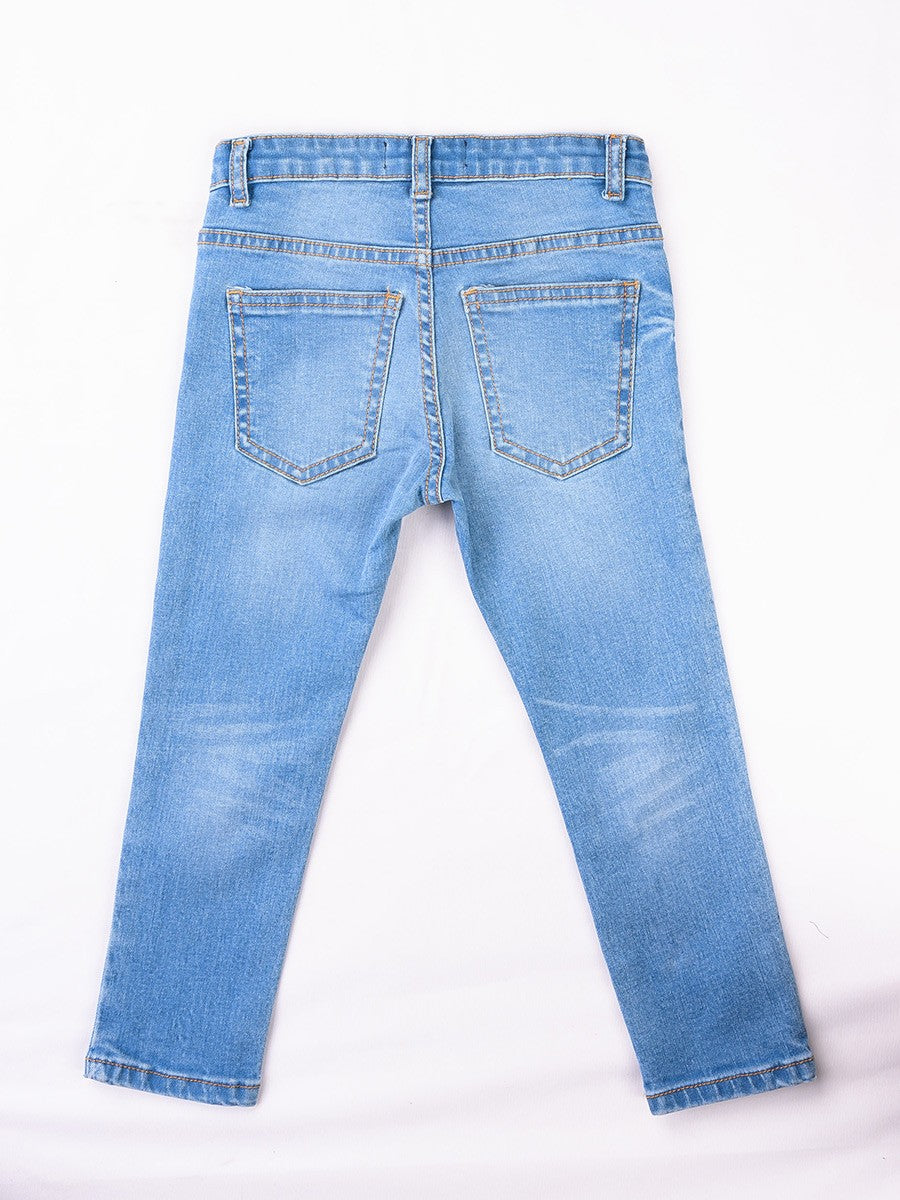 Turtell Kids Light Blue Washed Slim Fit Jeans