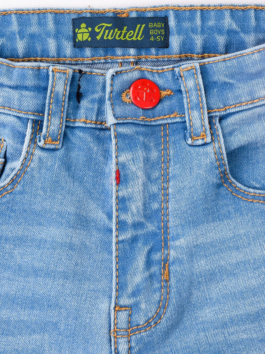 Turtell Kids Light Blue Washed Slim Fit Jeans