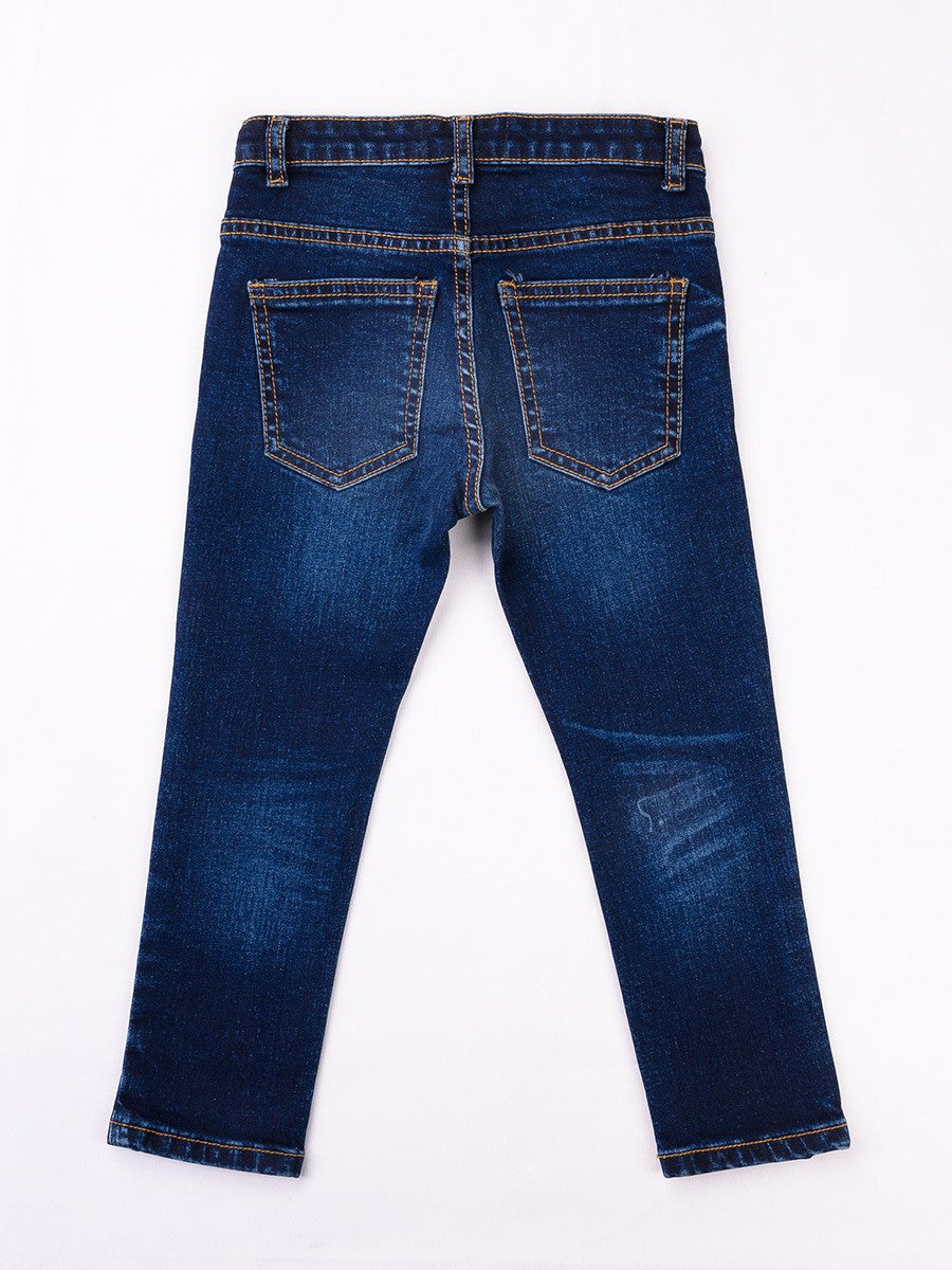 Turtell Kids Blue Medium Washed Slim Fit Jeans